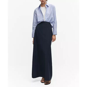 MANGO Women's Long Flared Skirt Navy Size XL 12535